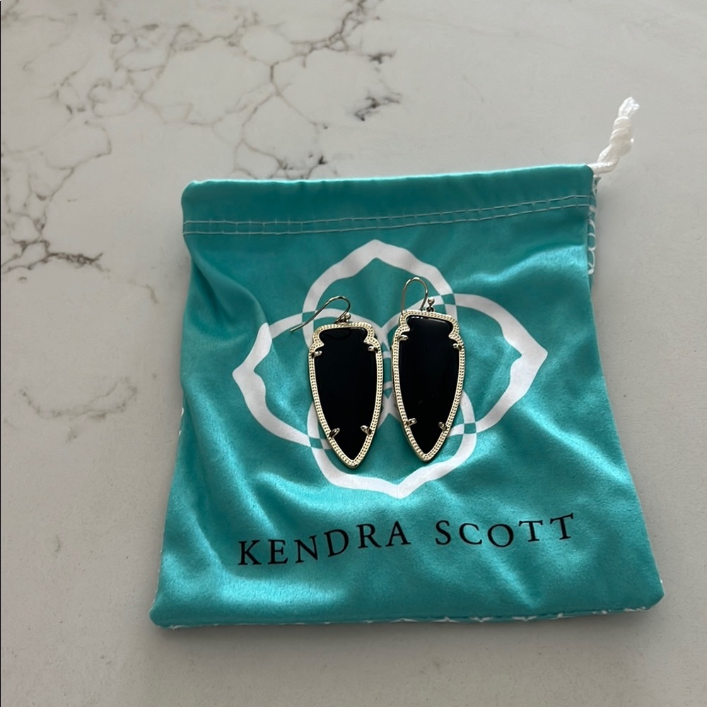 Kendra Scott Black and Gold Drop Earrings